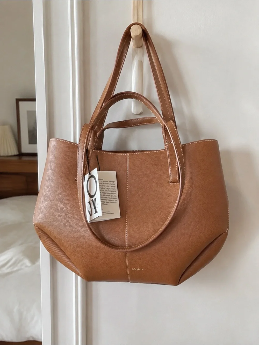 Polene Brown Leather Tote Laptop Bag